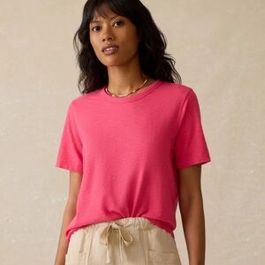 Faherty Sunwashed Tee Women Small Pink Organic Cotton Regenerative T Shirt